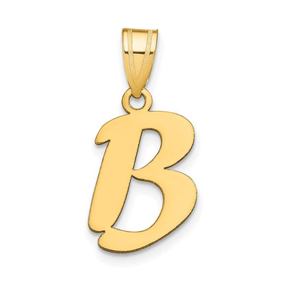 14k Yellow Gold Polished Script Letter B Initial Pendant