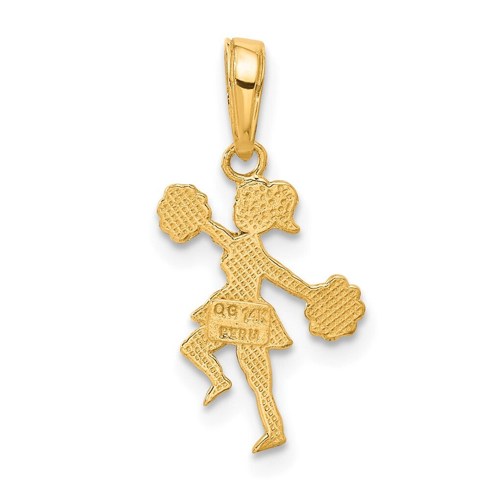 14k Yellow Gold Cheerleader with Pom-Poms Pendant for Women