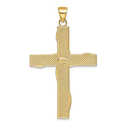 14k Yellow Gold w Rhodium HOPE FAITH LOVE BELIEVE Cross Pendant