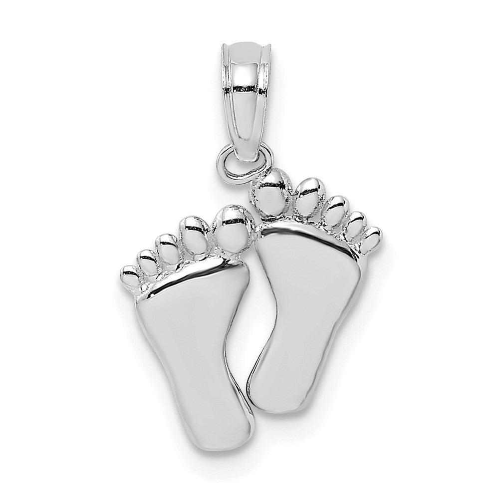 14k White Gold Double Feet Hang Ten Style Charm Pendant