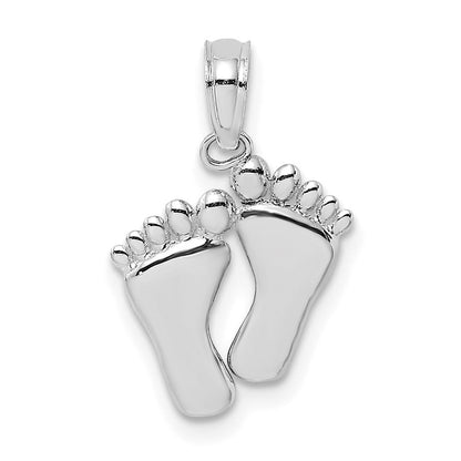 14k White Gold Double Feet Hang Ten Style Charm Pendant
