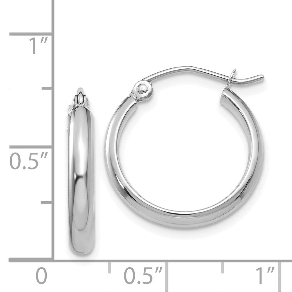 14k White Gold Polished Hoop Earring Gift for Women