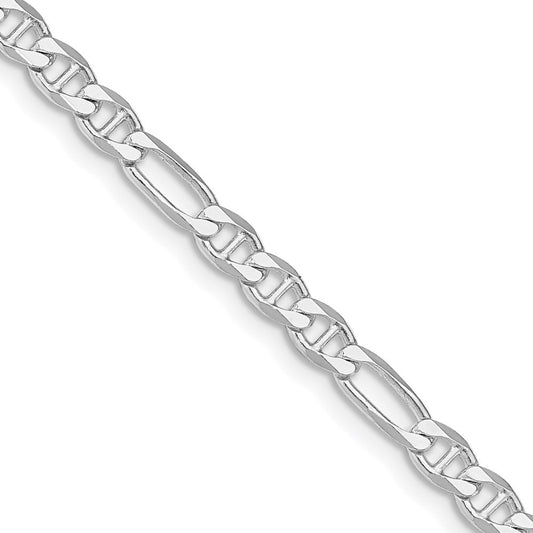 Sterling Silver Rhodium-plated 3.75mm Figaro Anchor Chain Necklace