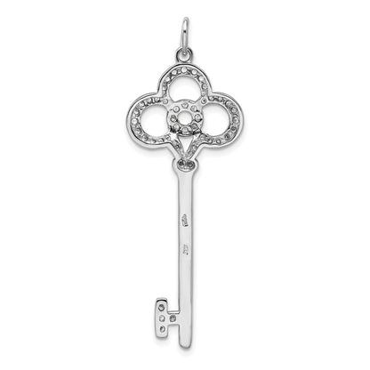 Sterling Silver Rhodium-plated Cubic Zirconia Key Pendant