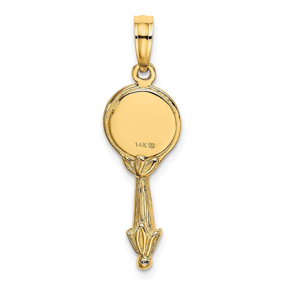 14k Yellow Gold 3-D Hand Mirror Charm Pendant for Women