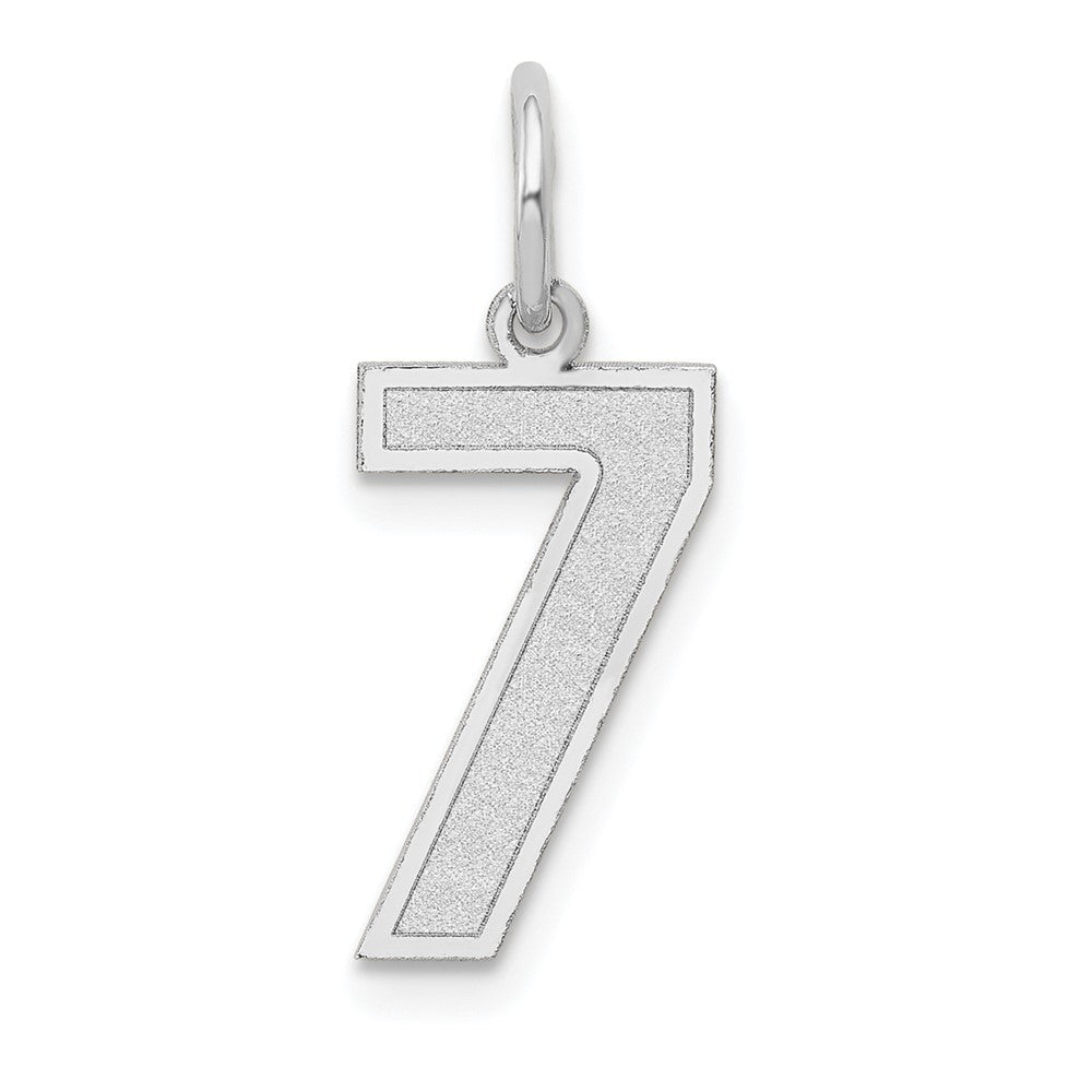 14K White Medium Satin Number 7 Charm