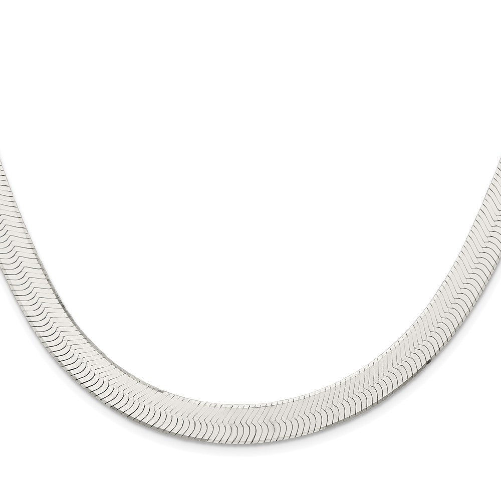 Sterling Silver Rhodium-plated 10.5mm Magic Herringbone Chain Necklace