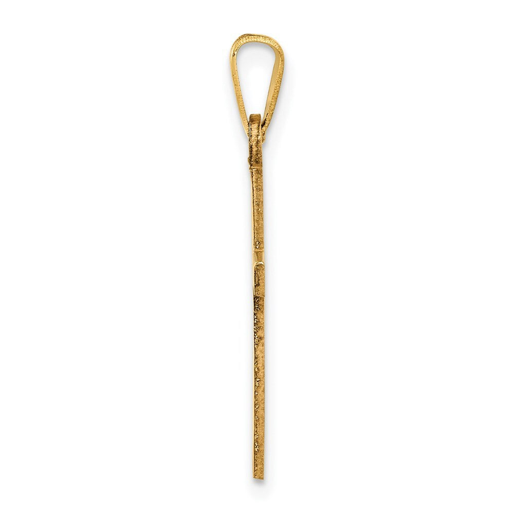 14k Yellow Gold Solid Laser Etched Cross Pendant for Women