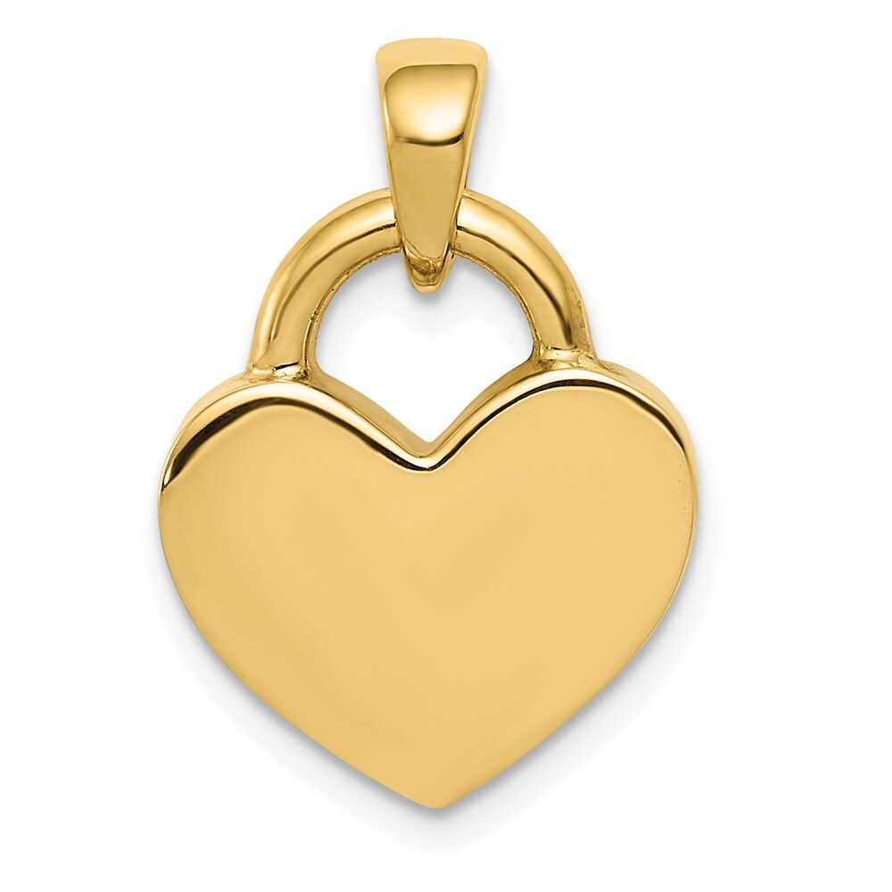 14k Yellow Gold & Rhodium Hollow Polished 3D Reversible Heart Charm Pendant
