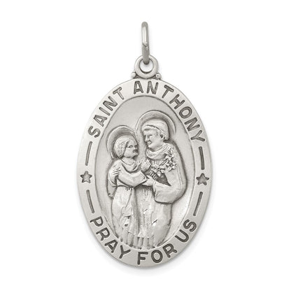 Sterling Silver Antiqued Saint Anthony Medal Pendant