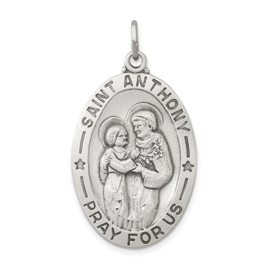 Sterling Silver Antiqued Saint Anthony Medal Pendant