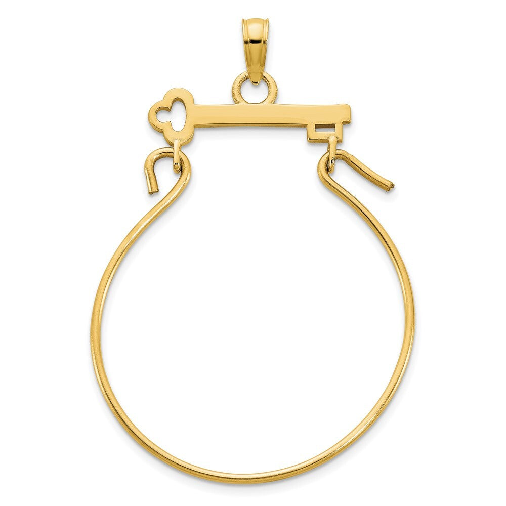 14k Yellow Gold Key Charm Pendant Holder Pendant for Women