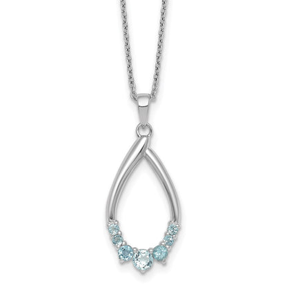 Sterling Silver Polished Swiss Blue Topaz Teardrop Necklace 16+2"