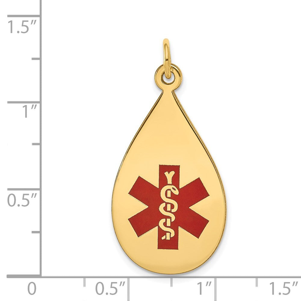 14k Yellow Gold Red Enamel Medical Jewelry Pendant for Women