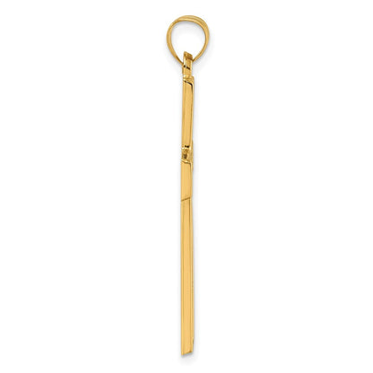 14k Yellow Gold with White Rhodium Polished Religious Cross Pendant