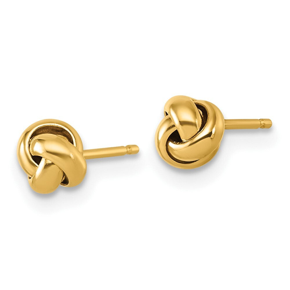 14k Yellow Gold Polished Love Knot Stud Earrings Gift for Women