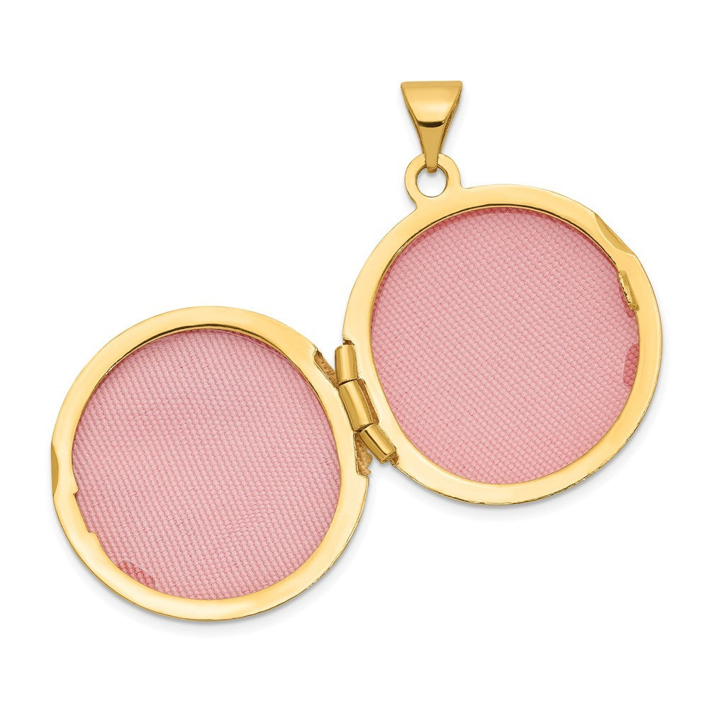 14k Yellow Gold Polished Leaves 20mm Round Locket