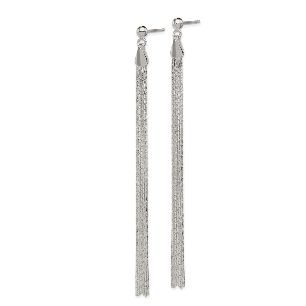 Sterling Silver Polished Fancy Long Linear Dangle Earrings
