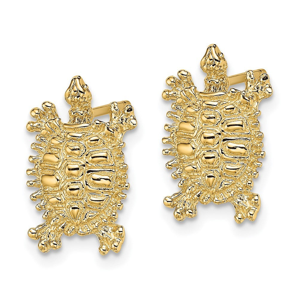 14k Yellow Gold Land Turtle Earrings