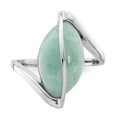Sterling Silver Rhodium-plated Larimar Twisted Ring Size 6