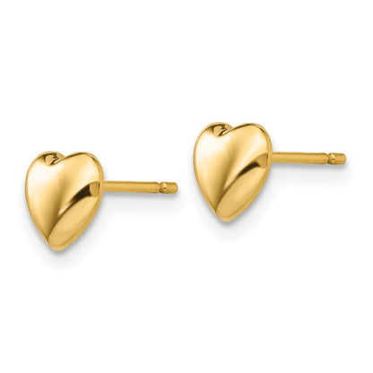 14k Yellow Gold Polished Heart Stud Earrings Gift for Women