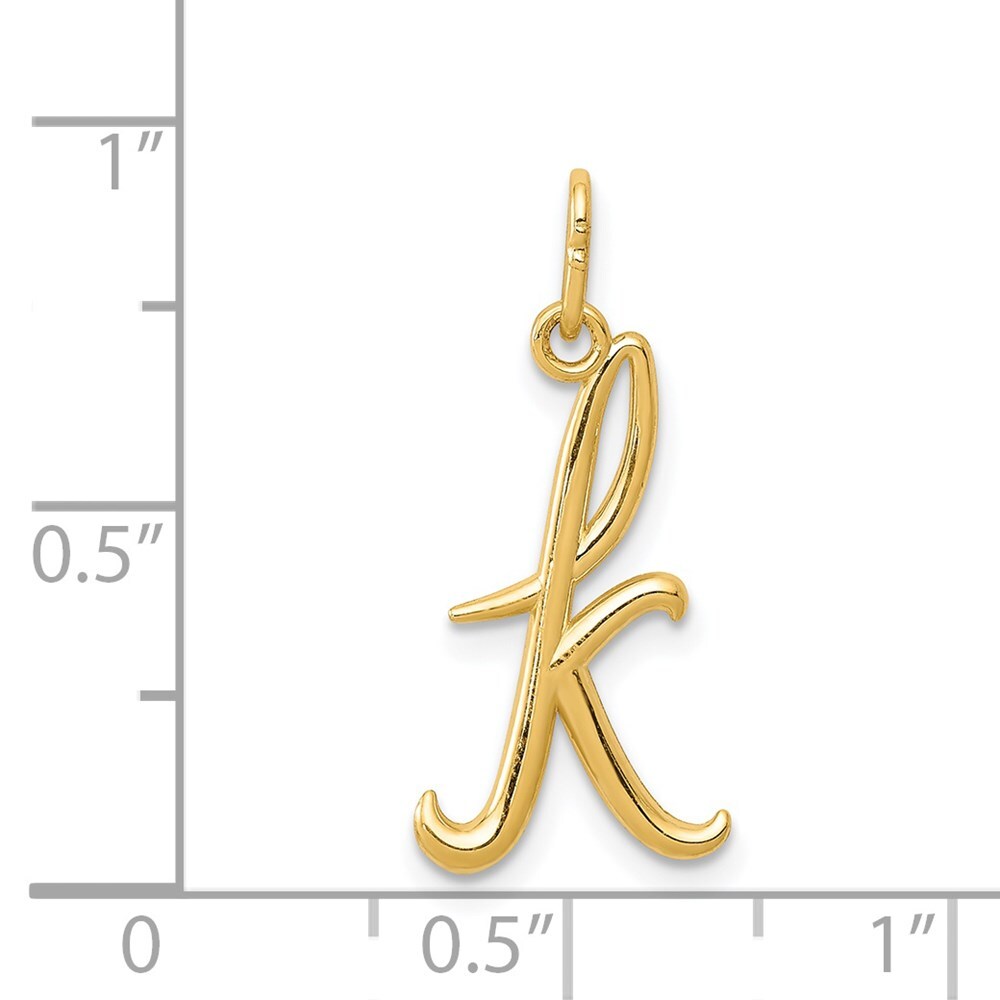 14k Yellow Gold Letter K Initial Charm Pendant for Women
