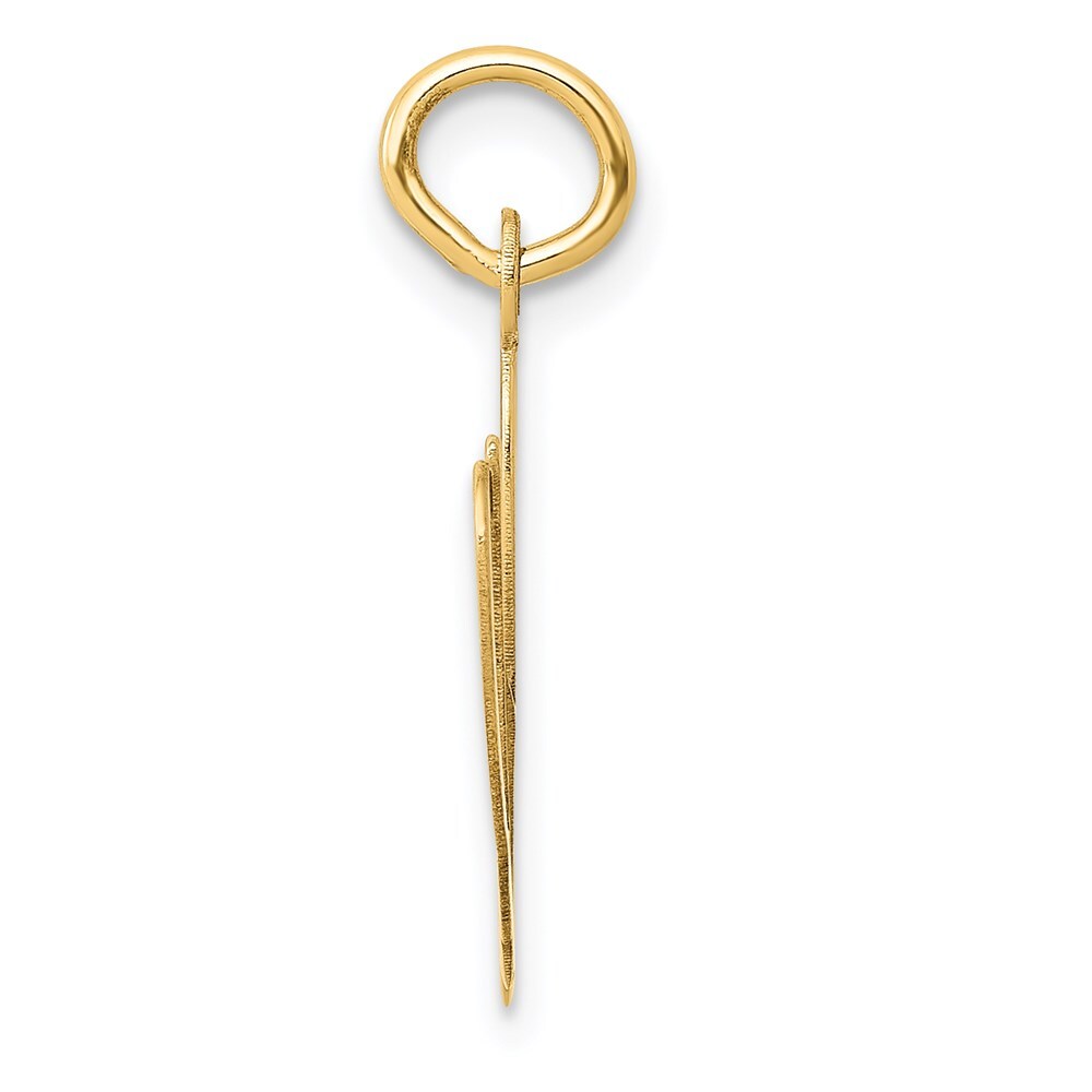 14k Yellow Gold Large Fancy Script Letter W Initial Charm Pendant for Women