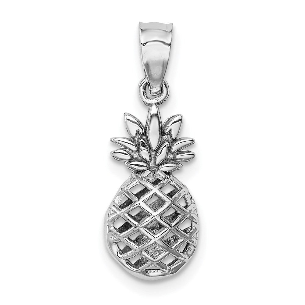 14k White Gold White Polished 3D Pineapple Pendant