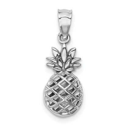 14k White Gold White Polished 3D Pineapple Pendant