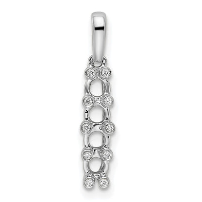 14k White Gold Family Jewelry Diamond Semi-Set Pendant for Women