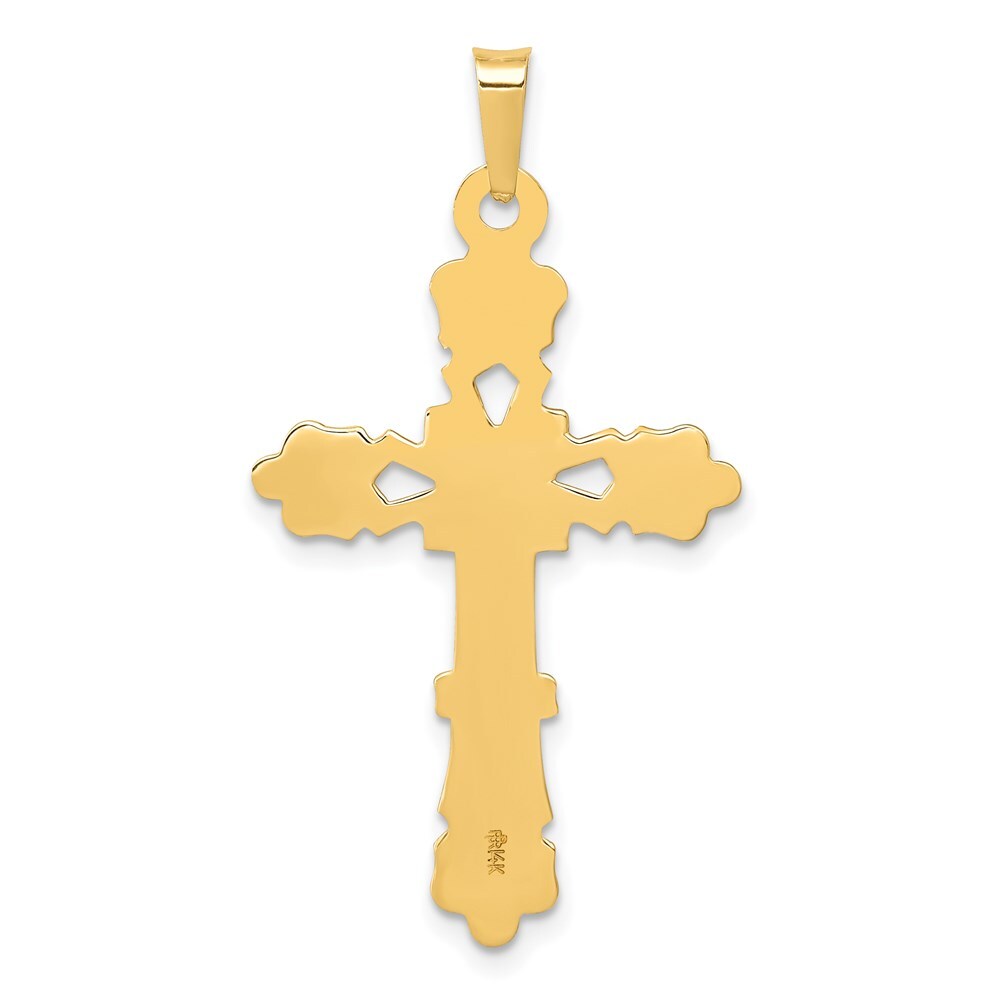 14k Yellow Gold Polished Budded Cross Pendant for Women
