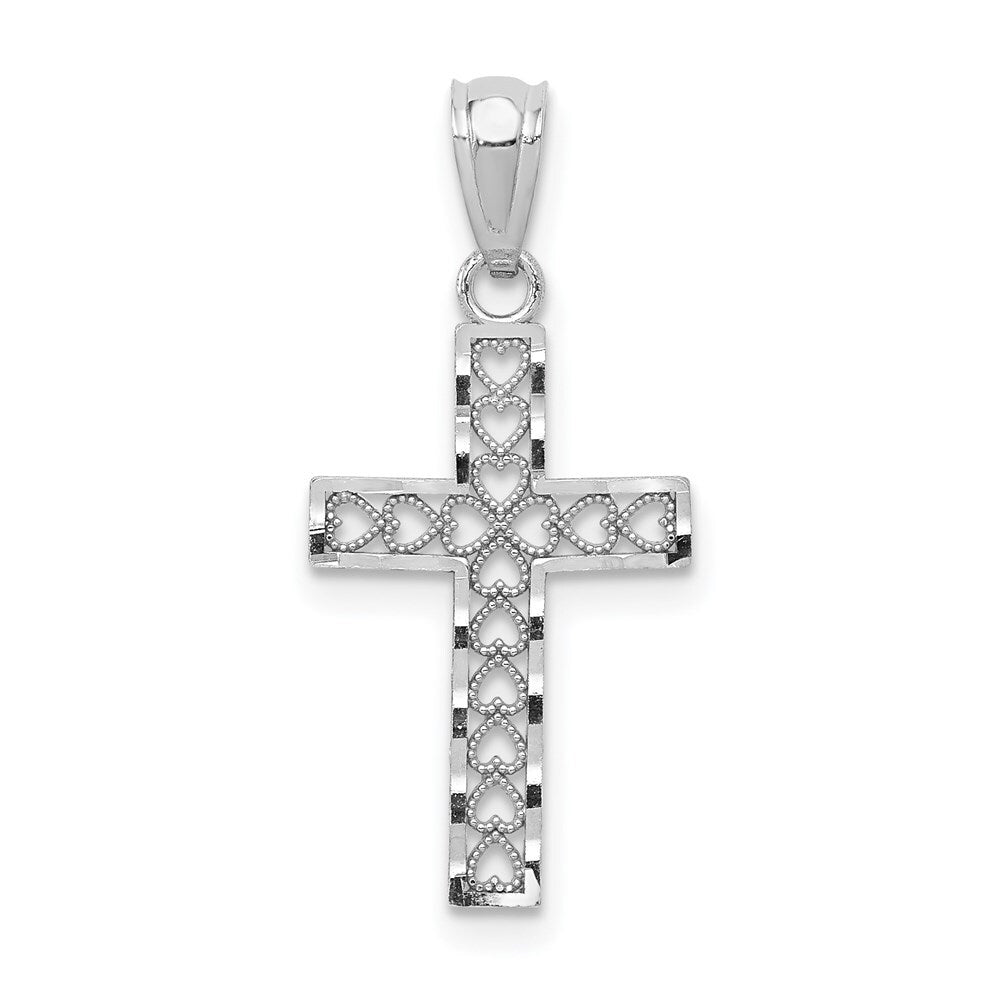 14k White Gold Cross Pendant for Women