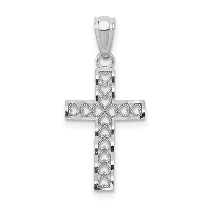 14k White Gold Cross Pendant for Women