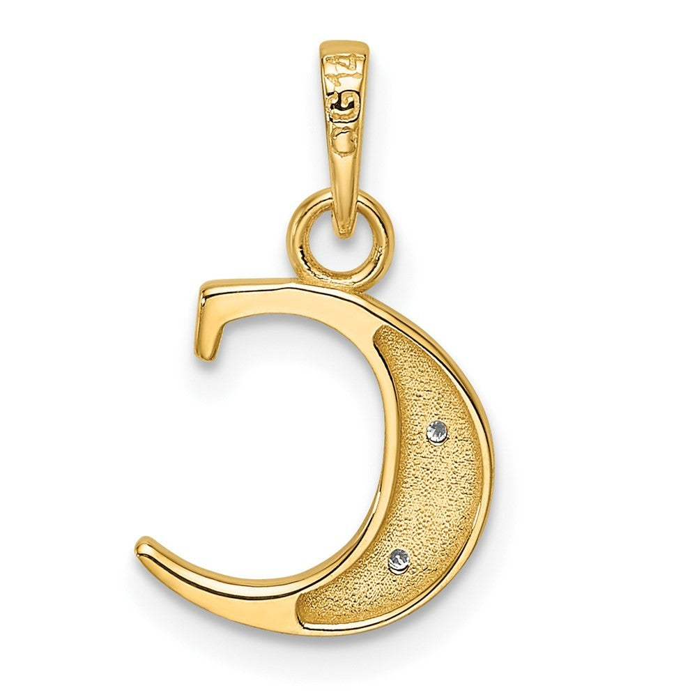 14k Yellow Gold with Rhodium Diamond Letter C Initial Pendant