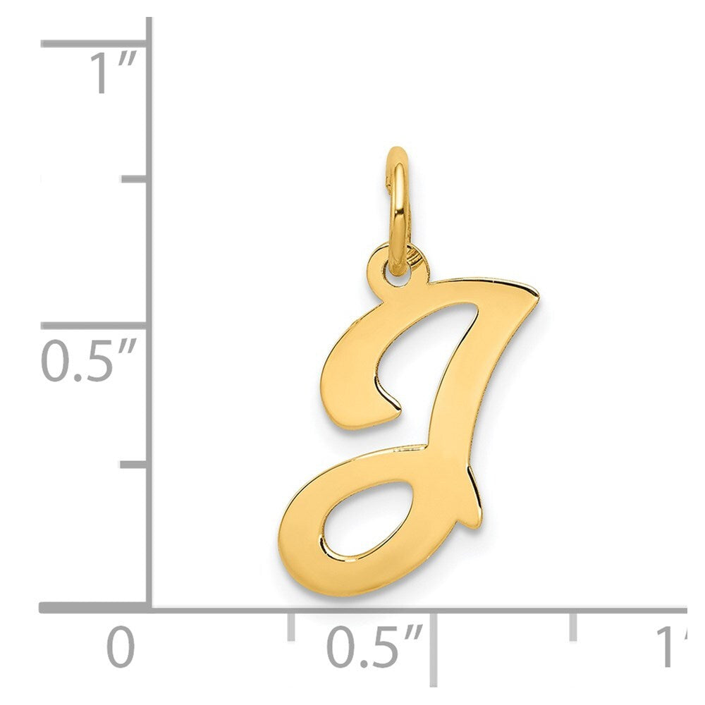 14k Yellow Gold Script Letter J Initial Charm Pendant for Women