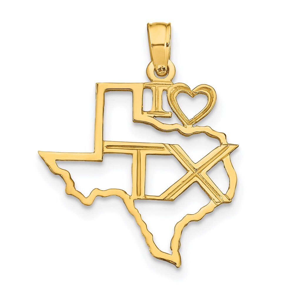 14k Yellow Gold Solid Texas State Pendant for Women