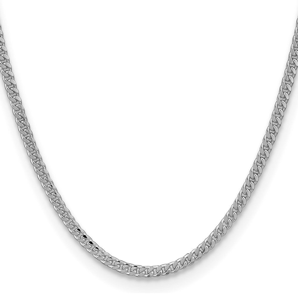 Sterling Silver Rhodium-plated 3.25mm Domed Curb Chain Necklace