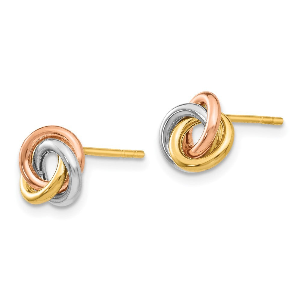 14k Tri-color Gold Twisted Knot Earrings