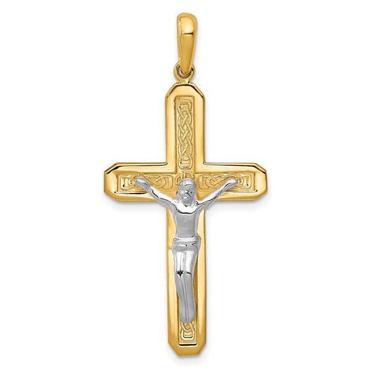 14k Two-tone Gold Crucifix Pendant for Women