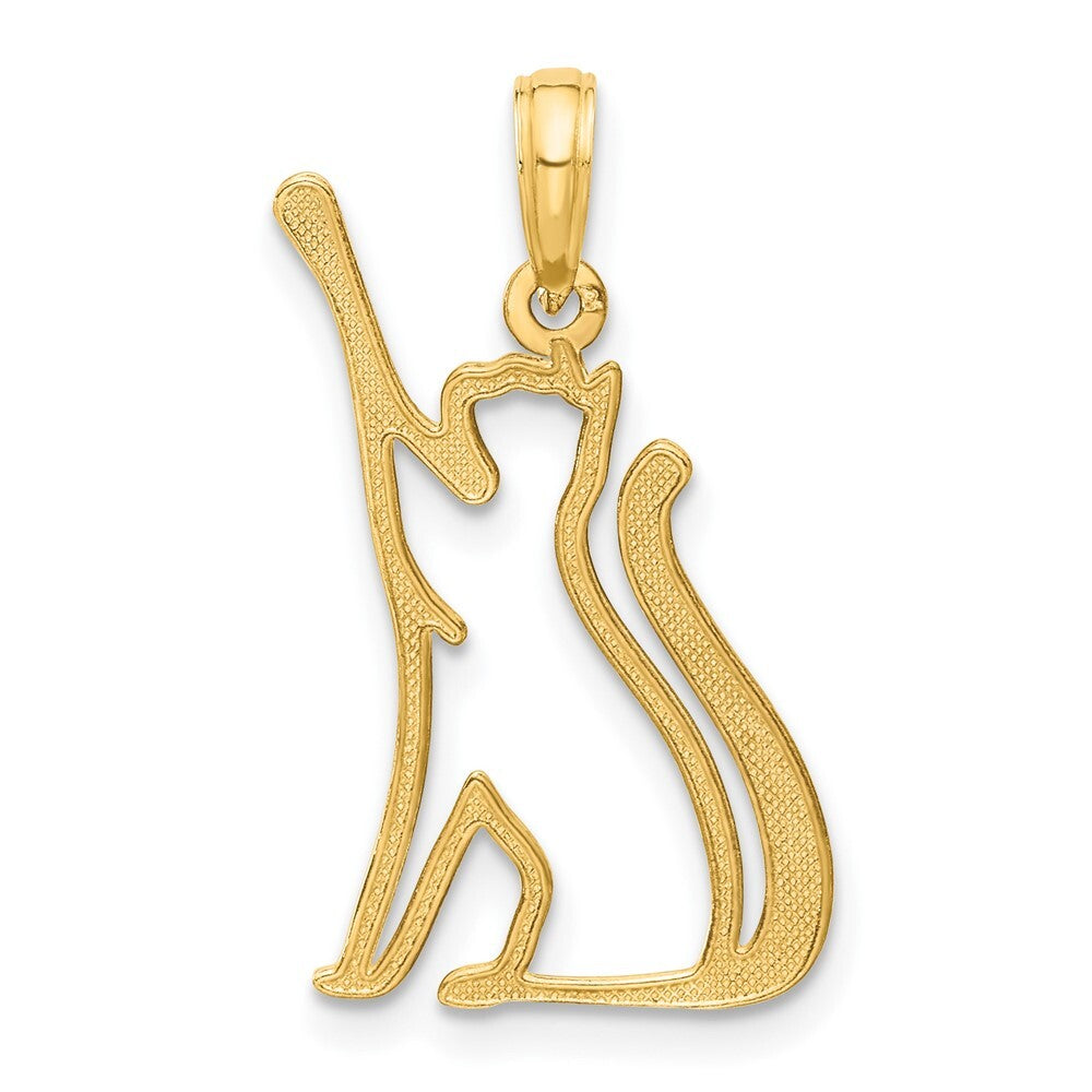 14k Yellow Gold Polished Cat Reaching Pendant for Women