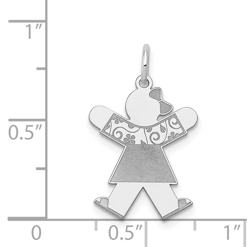 14k White Gold Kid Charm Pendant for Women