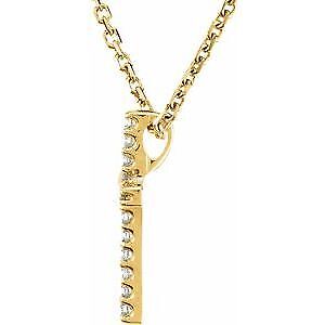 14k Yellow Gold .06 CTW Lab-Grown Diamond Petite Cross 16" Necklace