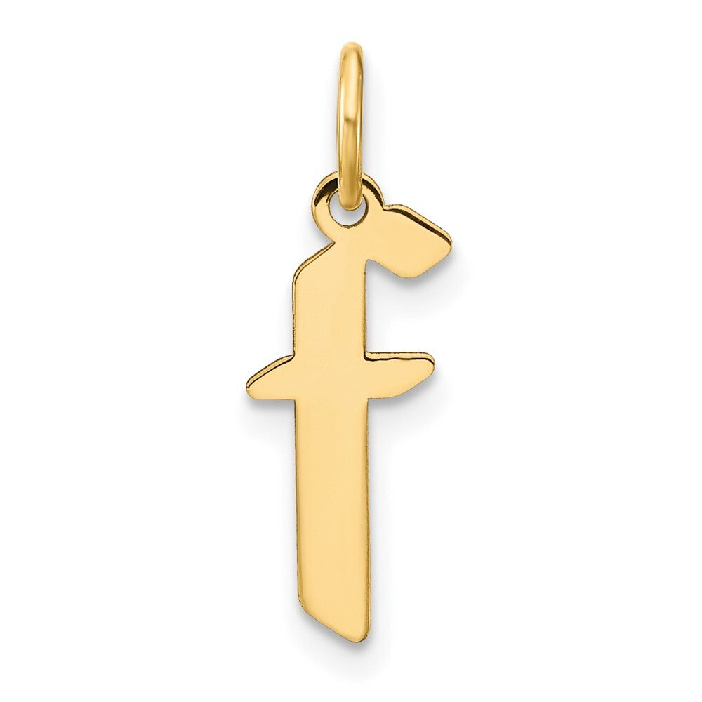 14k Yellow Gold Lowercase Letter F Initial Pendant for Women