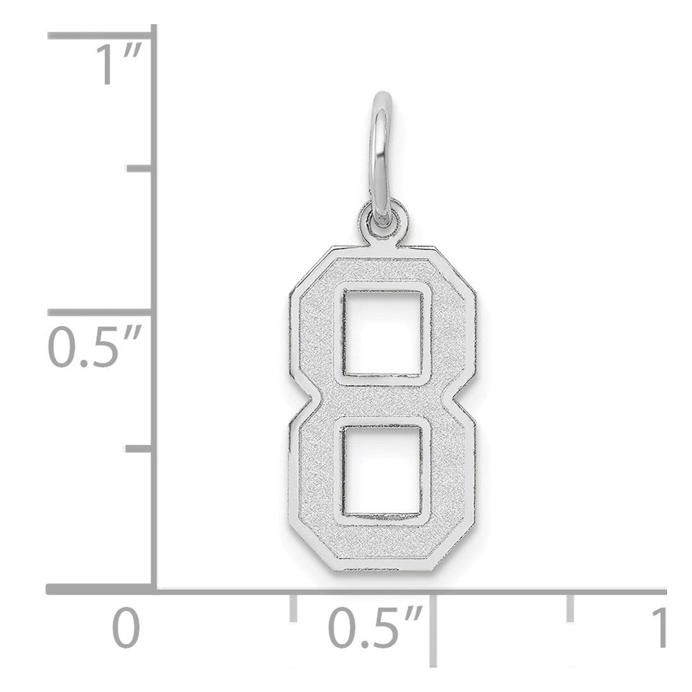 14K White Medium Satin Number 8 Charm