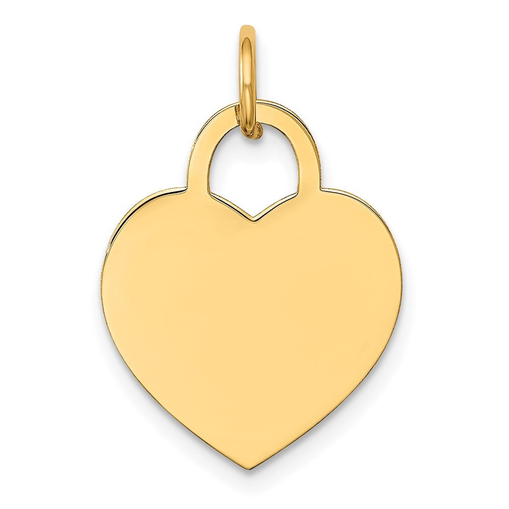 14k Yellow Gold Medium Engravable Heart Charm Pendant
