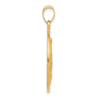 14k Yellow Gold Polished and Satin Solid Miraculous Mary Plain Back Medal