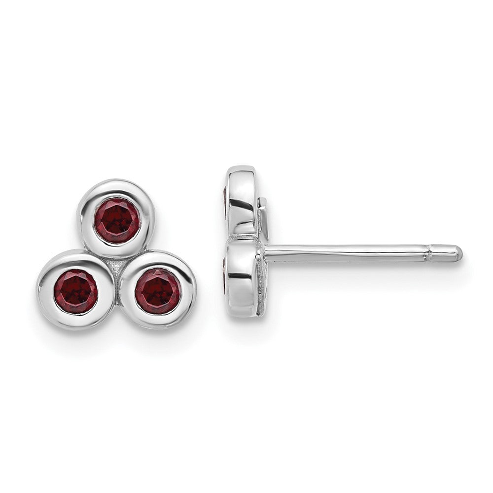 Sterling Silver Rhodium-plated Garnet Earrings