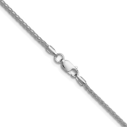 Sterling Silver Rhodium 2mm 8 Sided Diamond-Cut Double Spiga Chain Necklace