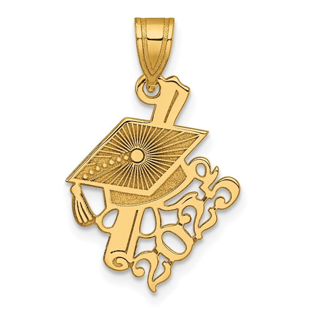 14k Yellow Gold Graduation Cap and Slanted Diploma 2025 Charm Pendant for Women
