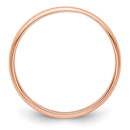 14k Rose Gold 2mm Lightweight Half Round Wedding Band Ring Size 5